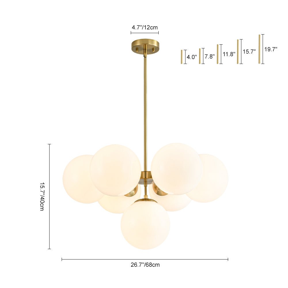 Silfur Modern Sputnik Opal Glass Chandelier - Lamp Copper