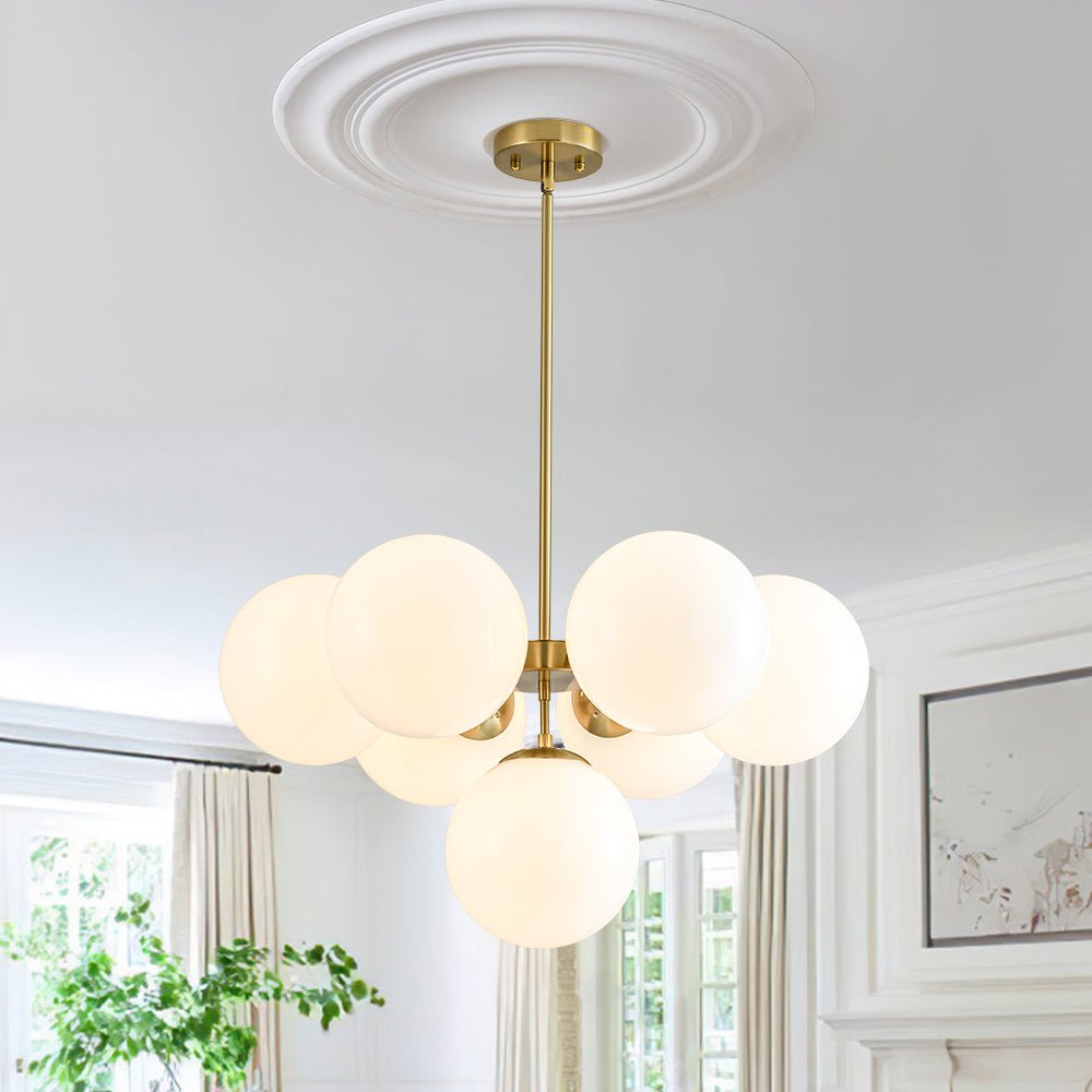 Silfur Modern Sputnik Opal Glass Chandelier - Lamp Copper