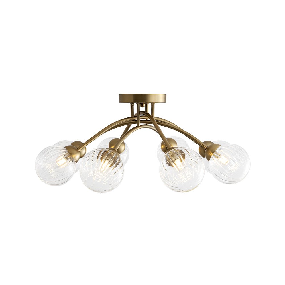 Yrvuvyx Ribbed Bubble Sputnik Glass Semi Flush Mount Ceiling Light - Lamp Copper