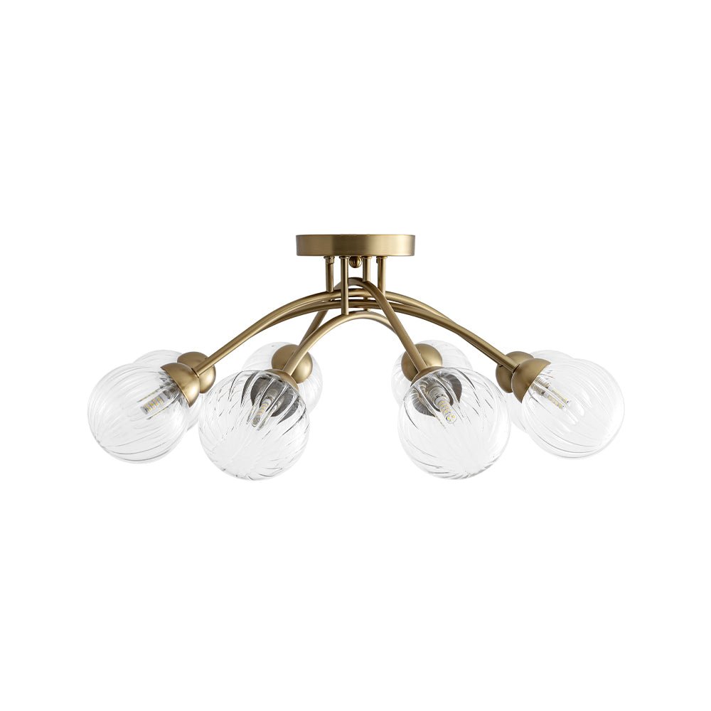 Yrvuvyx Ribbed Bubble Sputnik Glass Semi Flush Mount Ceiling Light - Lamp Copper