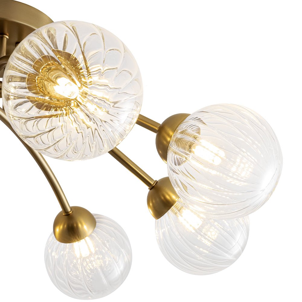 Yrvuvyx Ribbed Bubble Sputnik Glass Semi Flush Mount Ceiling Light - Lamp Copper
