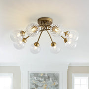 Yrvuvyx Ribbed Bubble Sputnik Glass Semi Flush Mount Ceiling Light - Lamp Copper