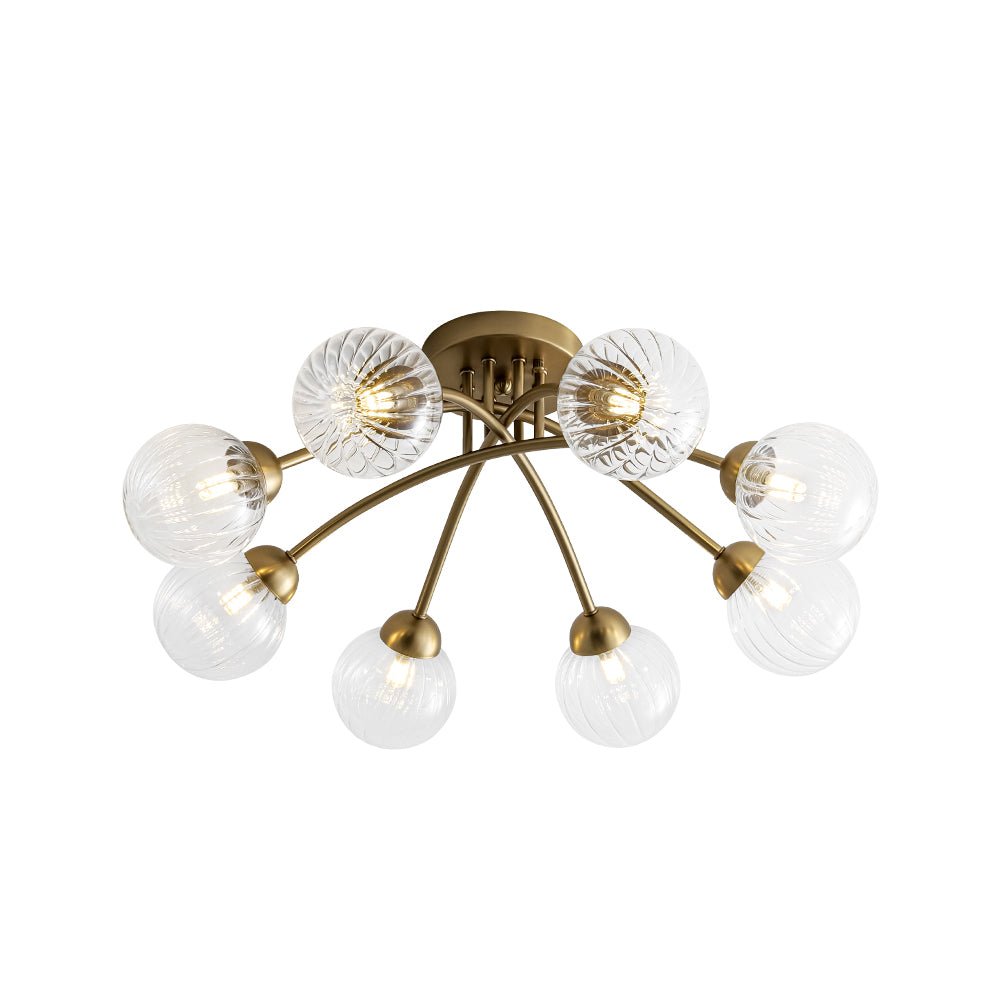 Yrvuvyx Ribbed Bubble Sputnik Glass Semi Flush Mount Ceiling Light - Lamp Copper
