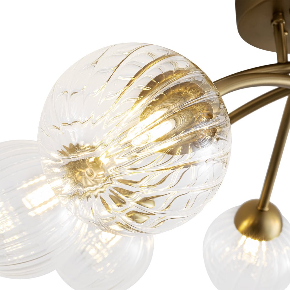 Yrvuvyx Ribbed Bubble Sputnik Glass Semi Flush Mount Ceiling Light - Lamp Copper