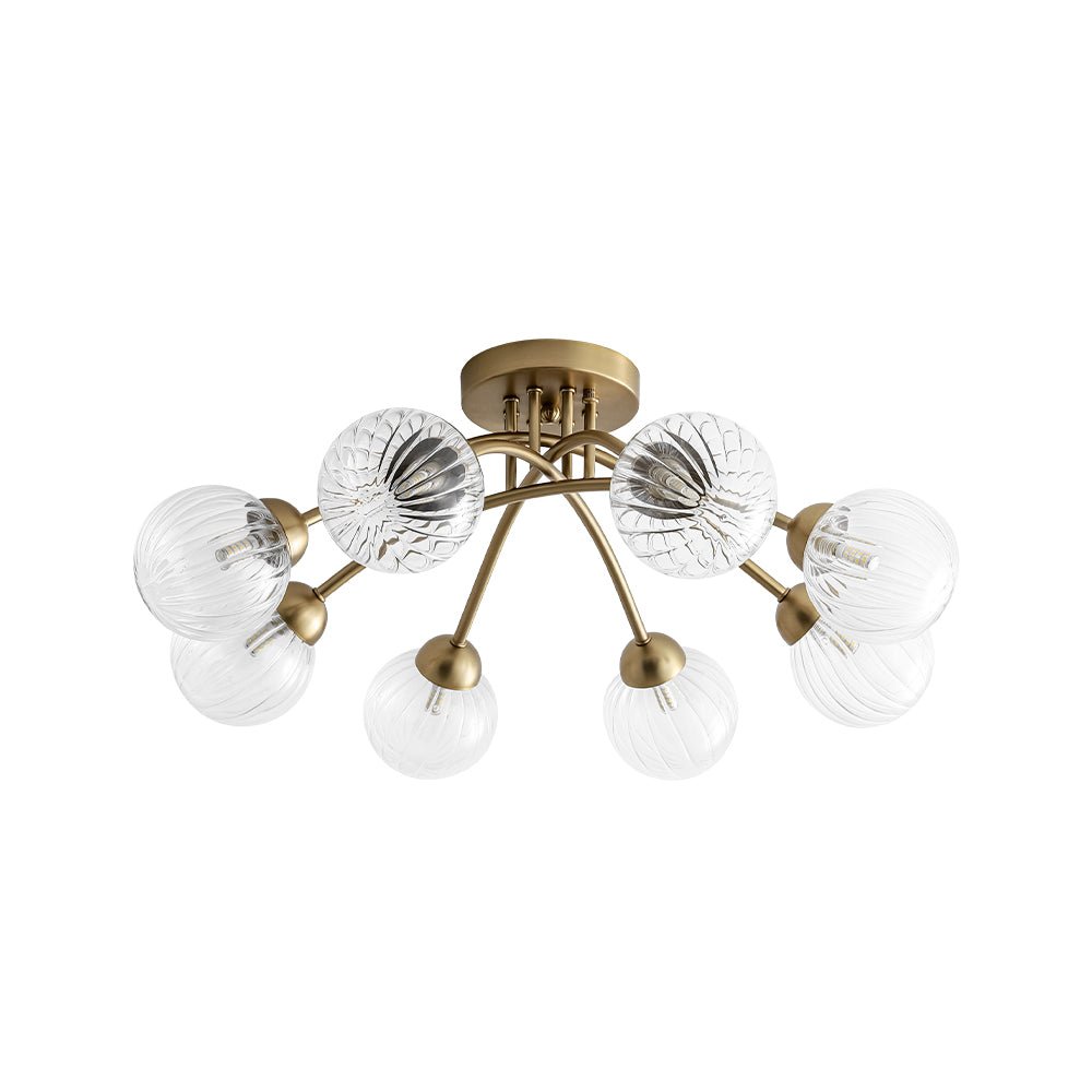 Yrvuvyx Ribbed Bubble Sputnik Glass Semi Flush Mount Ceiling Light - Lamp Copper