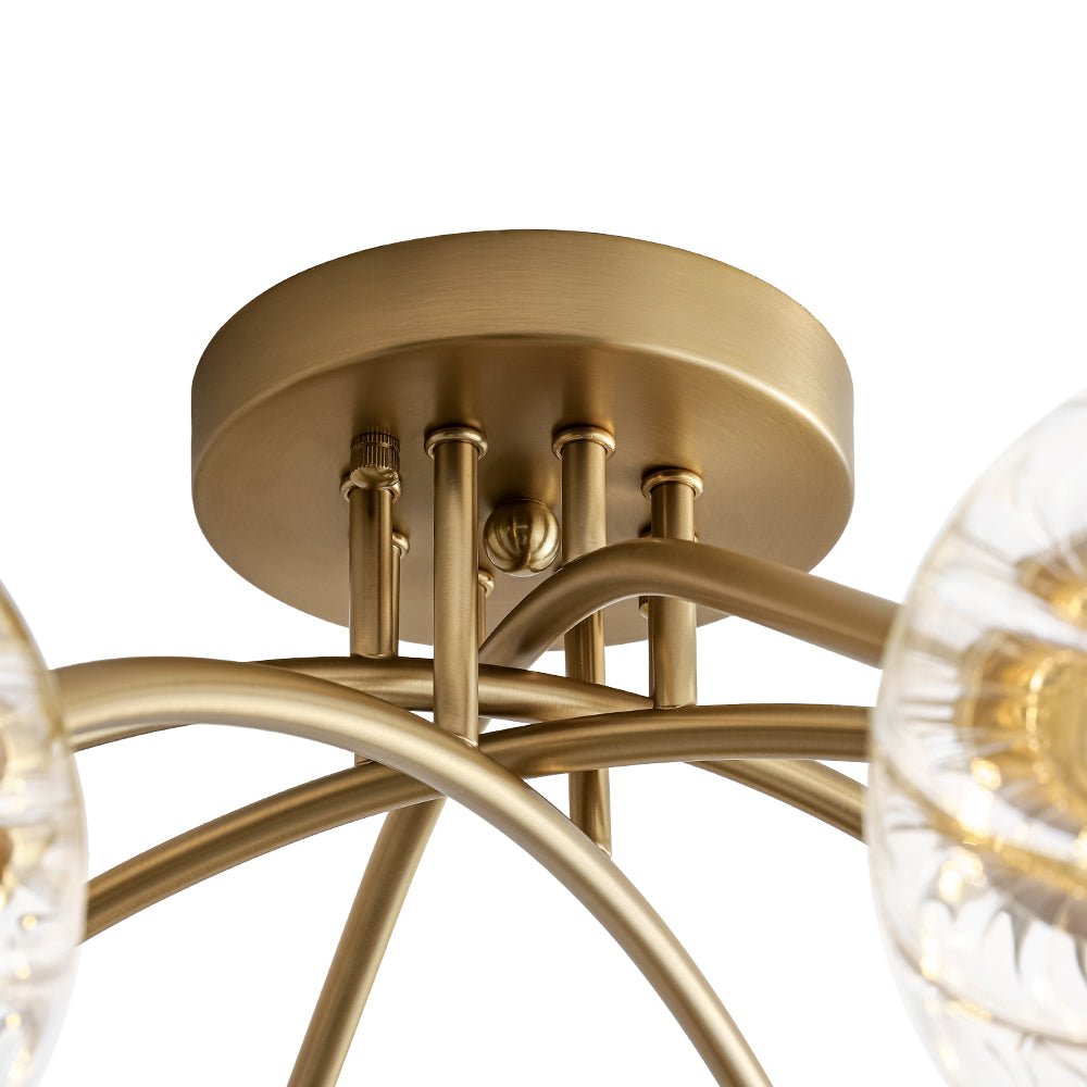 Yrvuvyx Ribbed Bubble Sputnik Glass Semi Flush Mount Ceiling Light - Lamp Copper