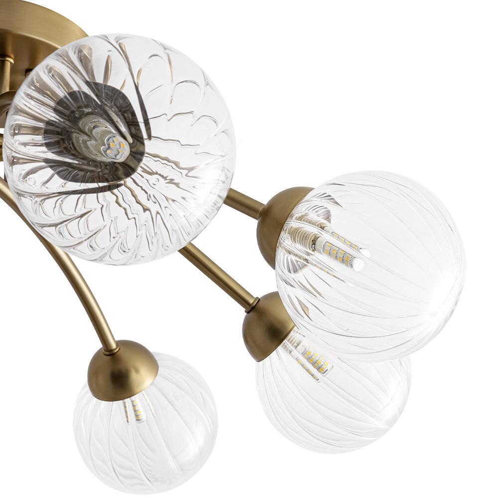 Yrvuvyx Ribbed Bubble Sputnik Glass Semi Flush Mount Ceiling Light - Lamp Copper