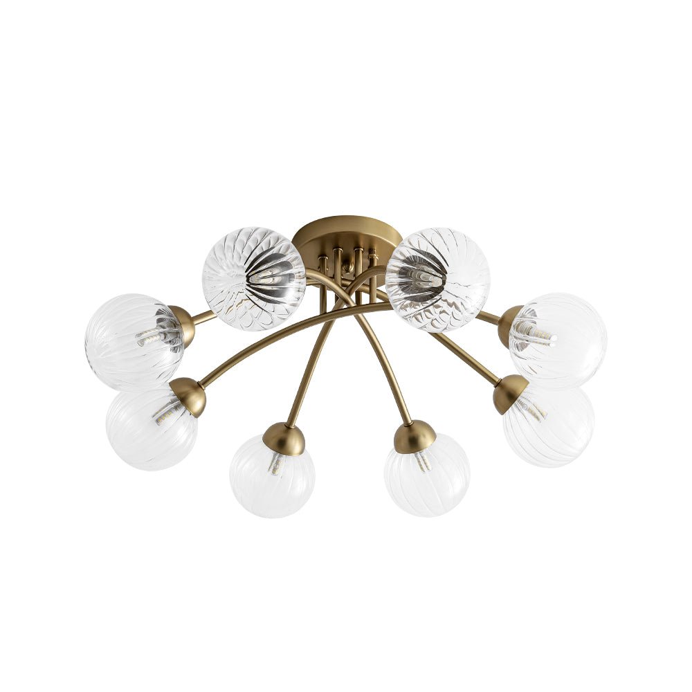 Yrvuvyx Ribbed Bubble Sputnik Glass Semi Flush Mount Ceiling Light - Lamp Copper