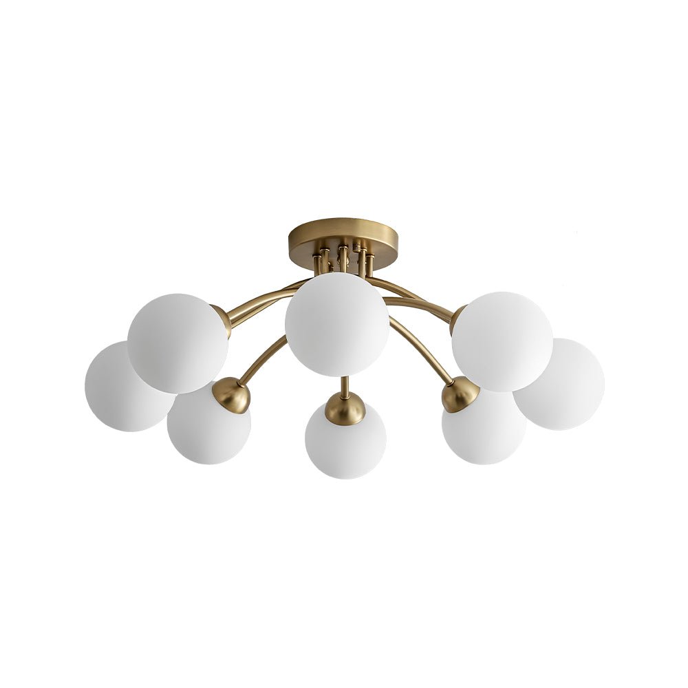 Eirikuli Sputnik Milky Glass Semi Flush Mount Ceiling Light - Lamp Copper