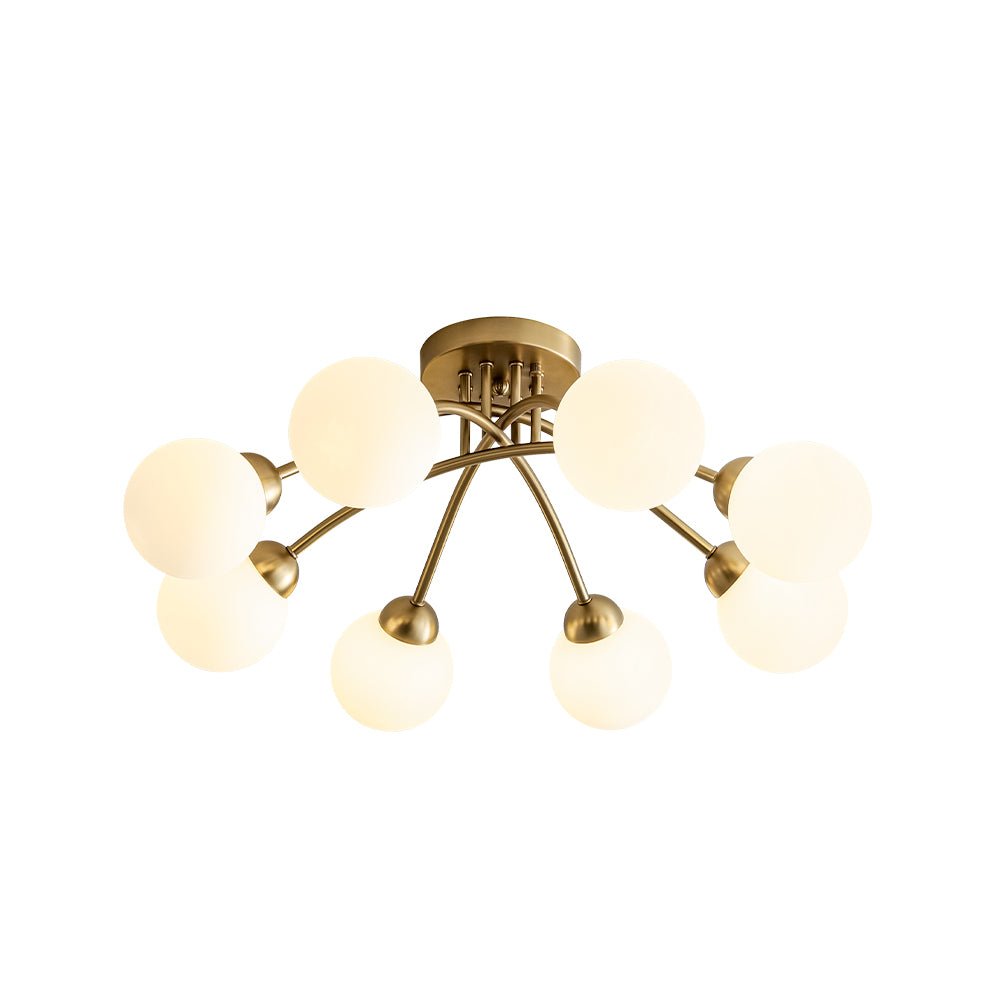 Eirikuli Sputnik Milky Glass Semi Flush Mount Ceiling Light - Lamp Copper