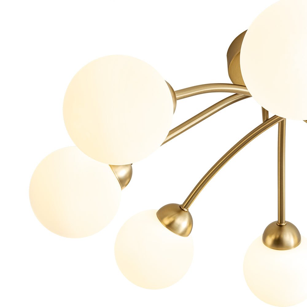 Eirikuli Sputnik Milky Glass Semi Flush Mount Ceiling Light - Lamp Copper