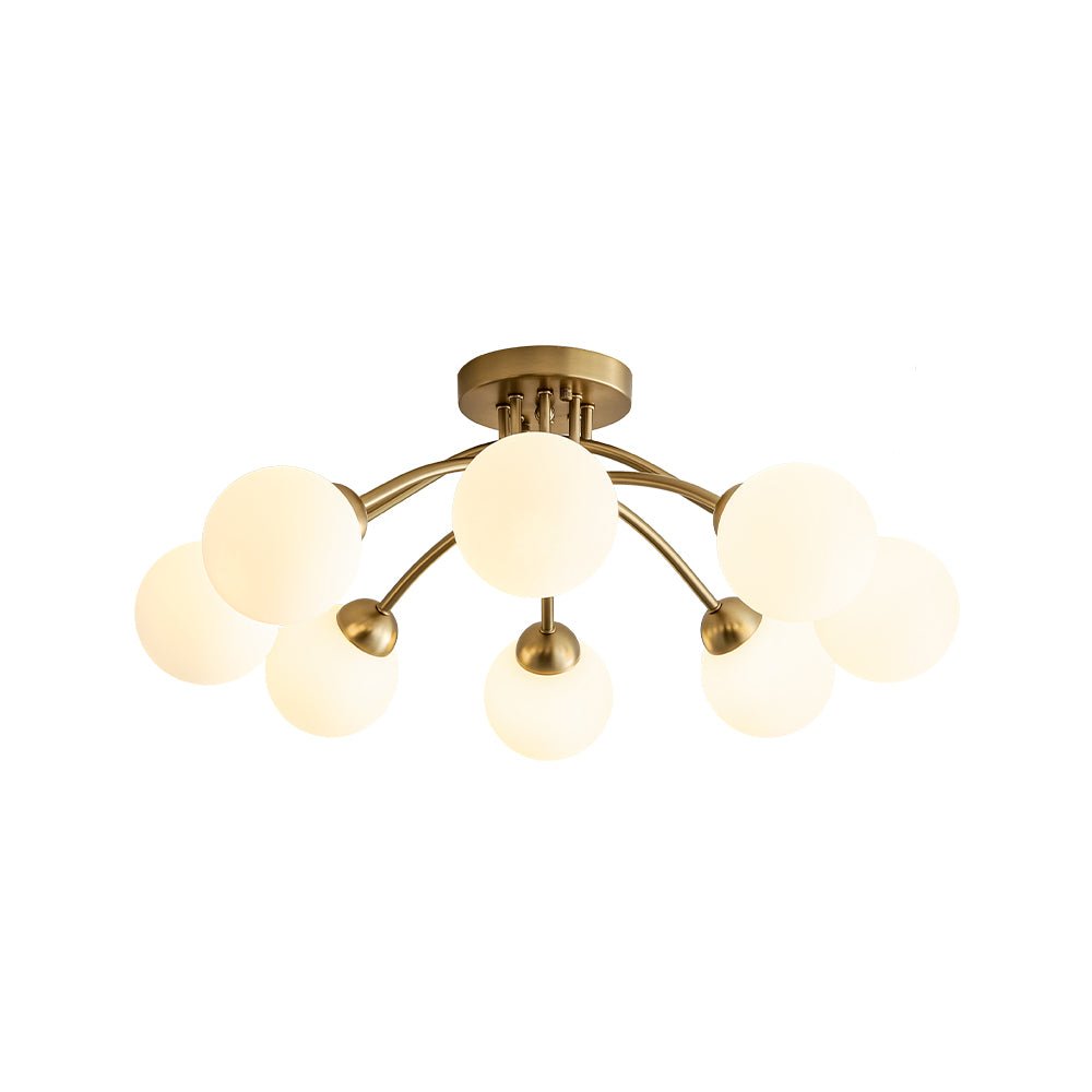 Eirikuli Sputnik Milky Glass Semi Flush Mount Ceiling Light - Lamp Copper