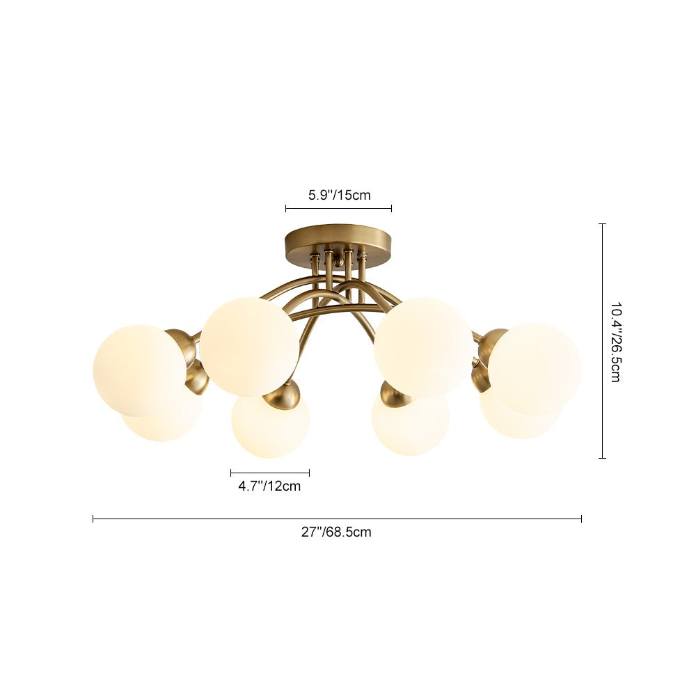 Eirikuli Sputnik Milky Glass Semi Flush Mount Ceiling Light - Lamp Copper