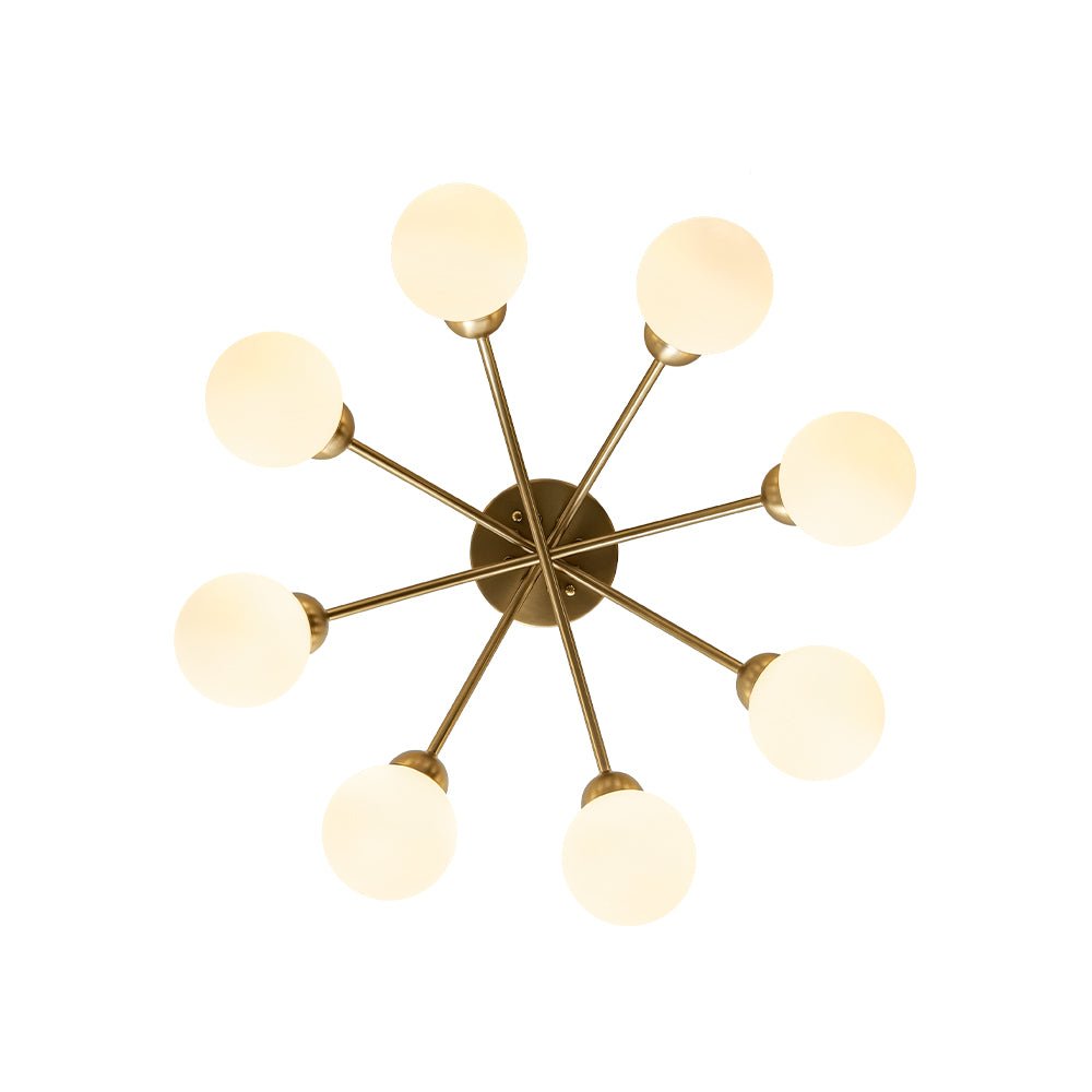 Eirikuli Sputnik Milky Glass Semi Flush Mount Ceiling Light - Lamp Copper