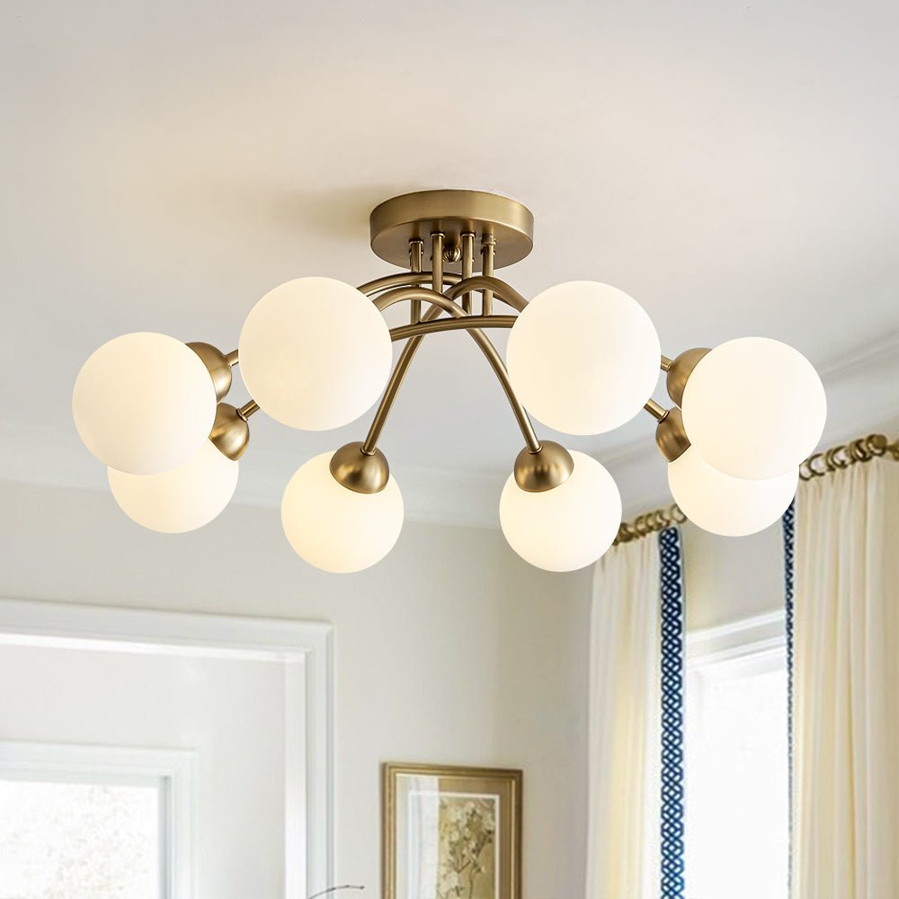 Eirikuli Sputnik Milky Glass Semi Flush Mount Ceiling Light - Lamp Copper