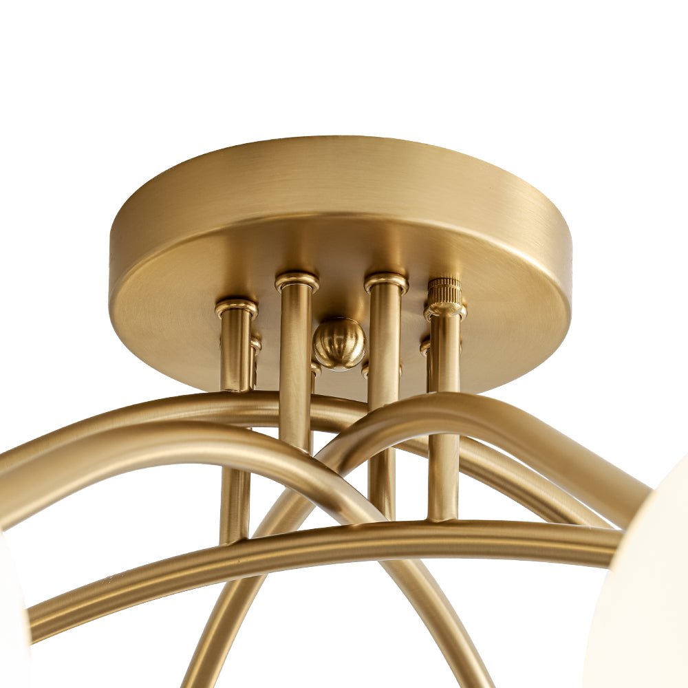 Eirikuli Sputnik Milky Glass Semi Flush Mount Ceiling Light - Lamp Copper