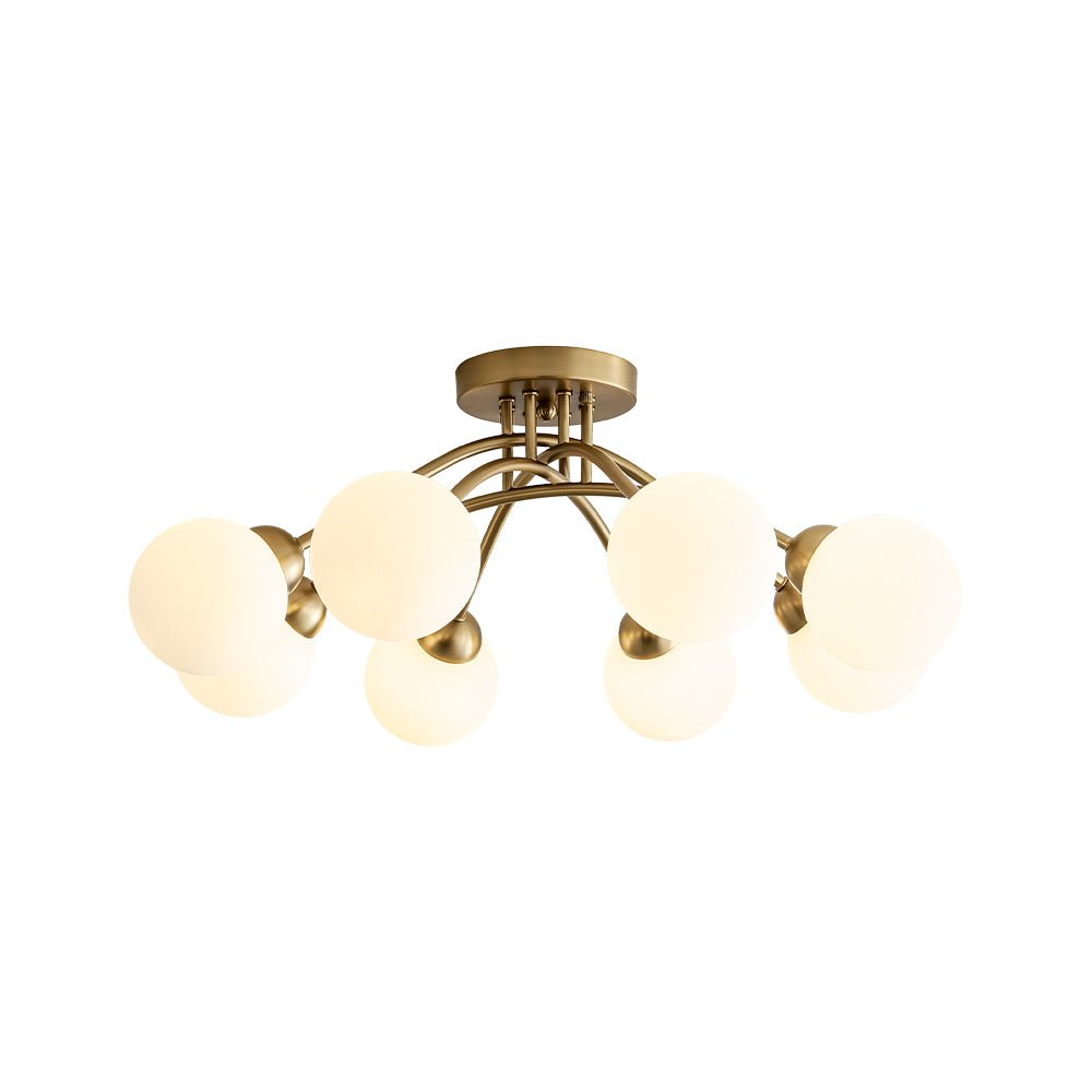Eirikuli Sputnik Milky Glass Semi Flush Mount Ceiling Light - Lamp Copper