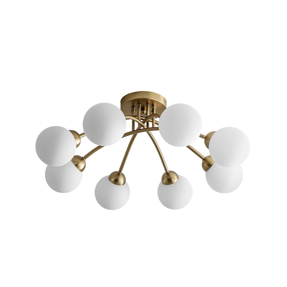 Eirikuli Sputnik Milky Glass Semi Flush Mount Ceiling Light - Lamp Copper