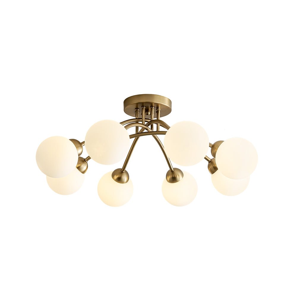 Eirikuli Sputnik Milky Glass Semi Flush Mount Ceiling Light - Lamp Copper