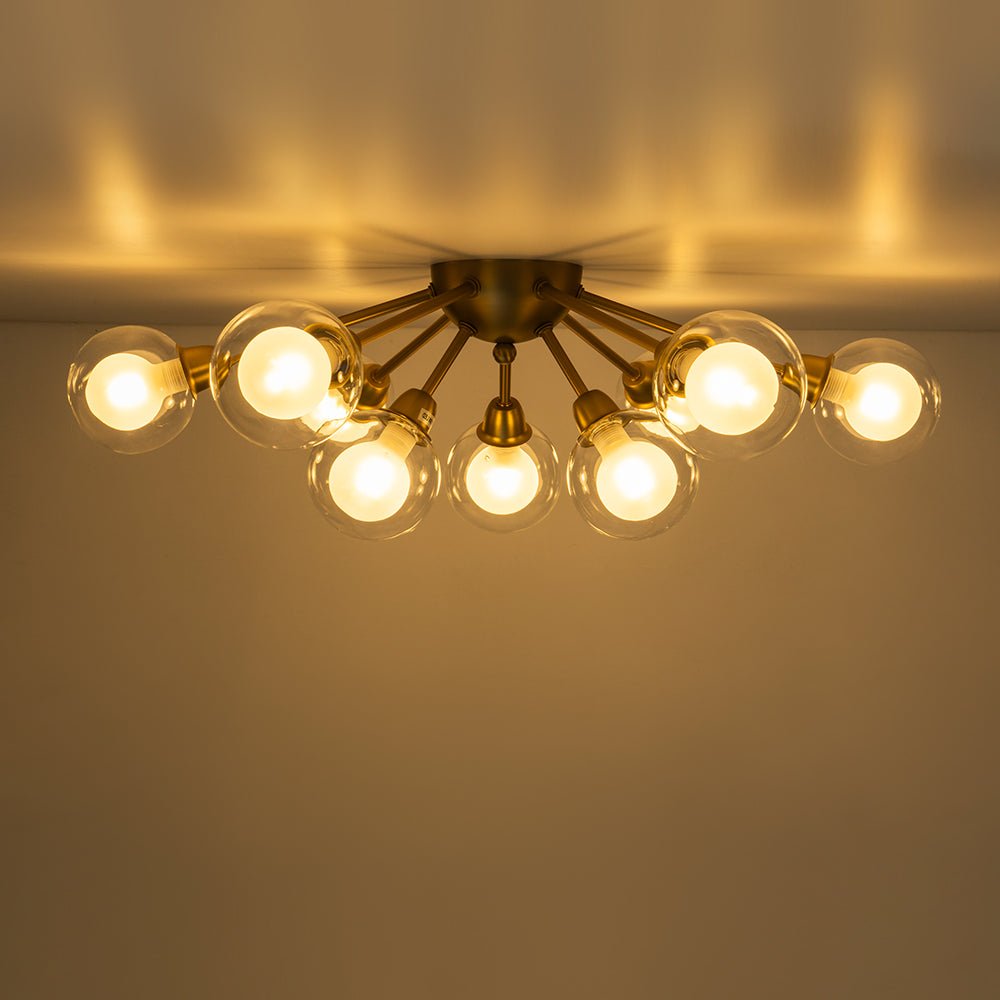 Xenunix Layered Sputnik Glass Semi Flush Chandelier - Lamp Copper