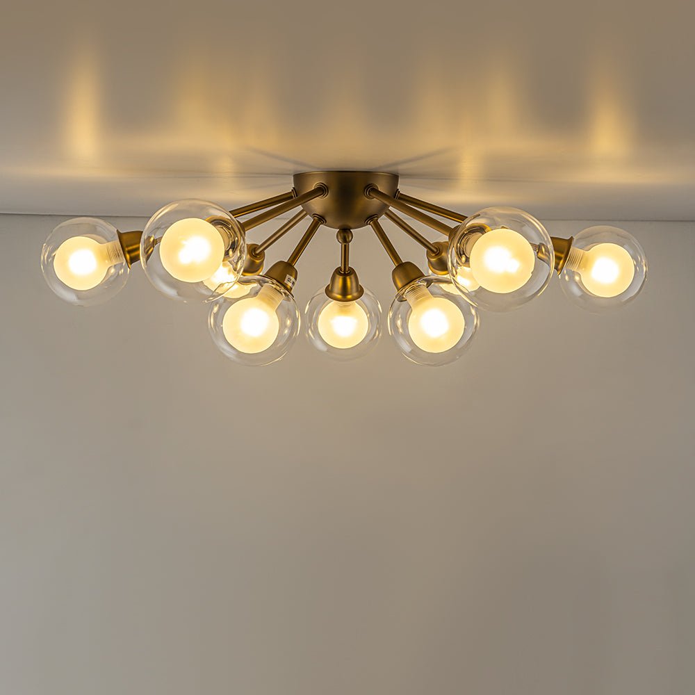 Xenunix Layered Sputnik Glass Semi Flush Chandelier - Lamp Copper