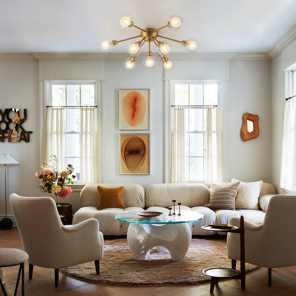 Xenunix Layered Sputnik Glass Semi Flush Chandelier - Lamp Copper