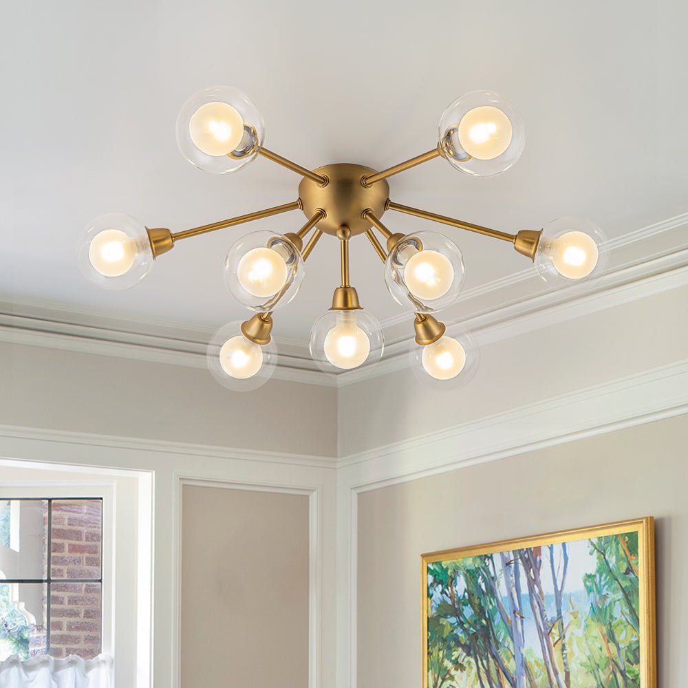 Xenunix Layered Sputnik Glass Semi Flush Chandelier - Lamp Copper