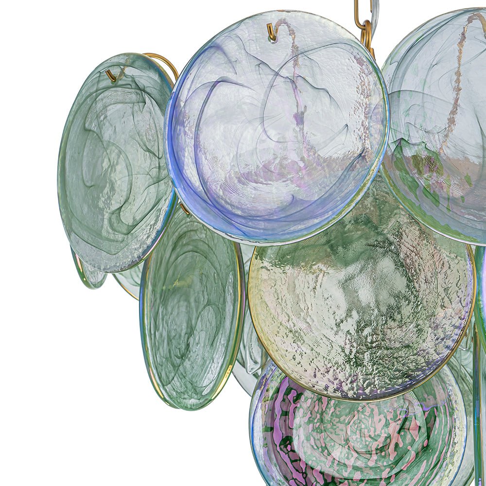 Gloruli Art Deco Iridescent Swirl Glass Chandelier - Lamp Copper
