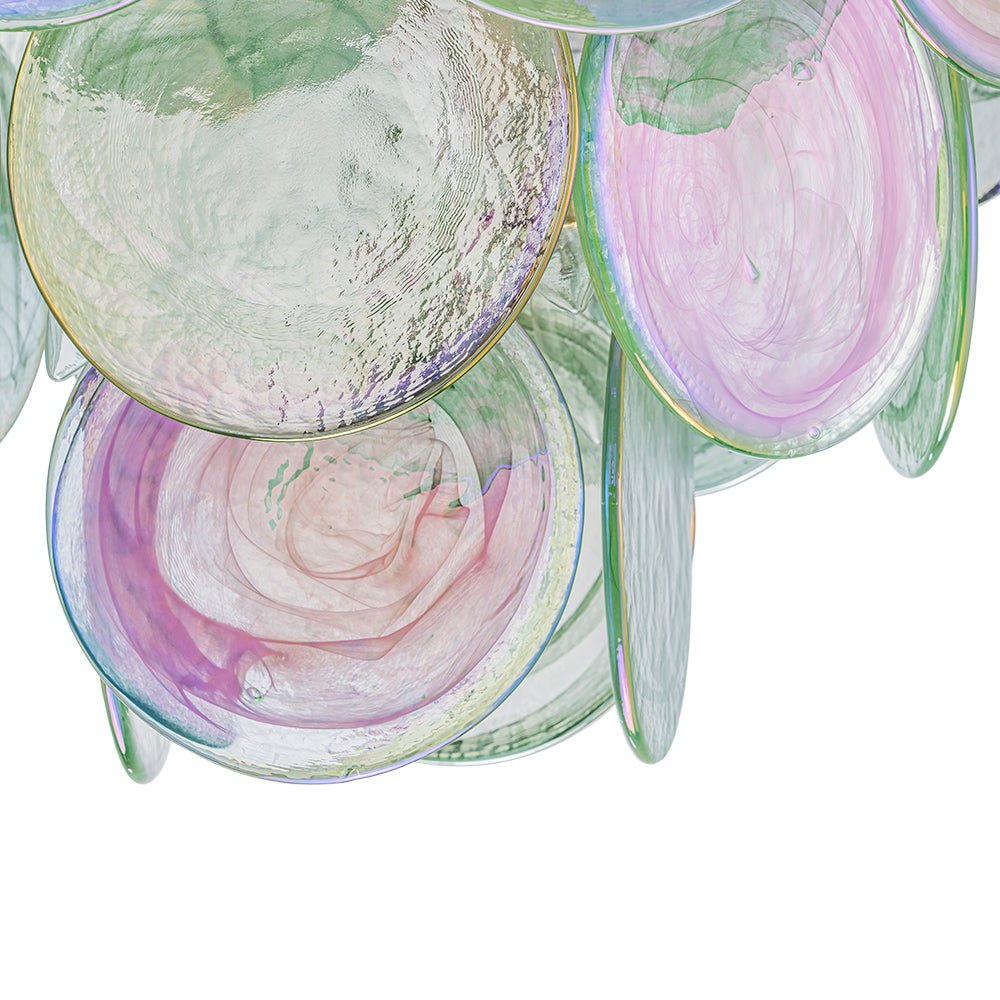 Gloruli Art Deco Iridescent Swirl Glass Chandelier - Lamp Copper