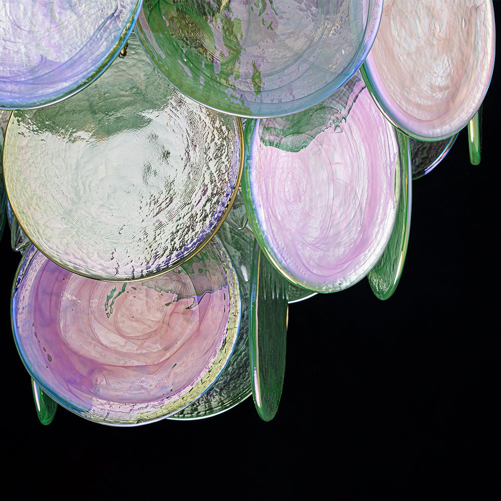 Gloruli Art Deco Iridescent Swirl Glass Chandelier - Lamp Copper