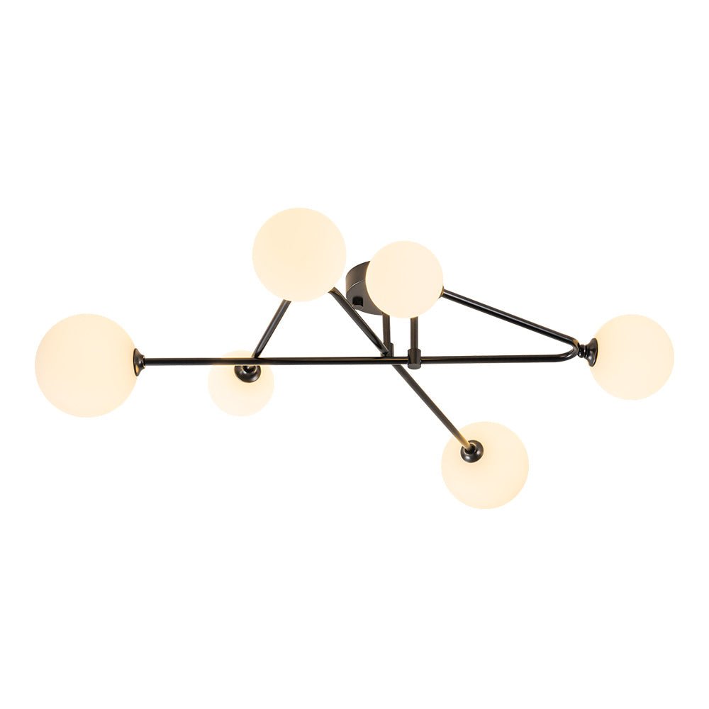 Vireta Linear Sputnik Metal Semi Flush Mount Ceiling Light - Lamp Copper