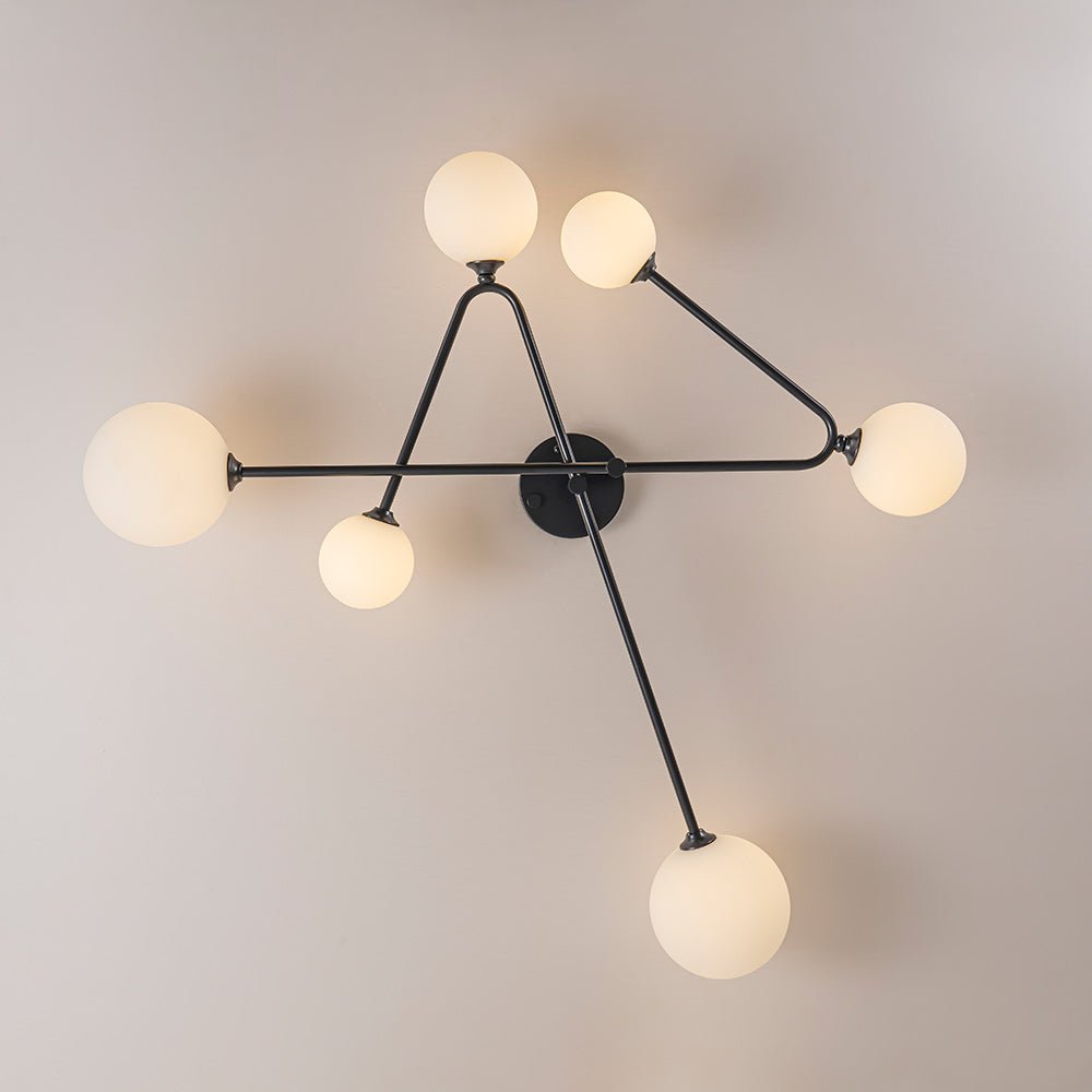 Vireta Linear Sputnik Metal Semi Flush Mount Ceiling Light - Lamp Copper