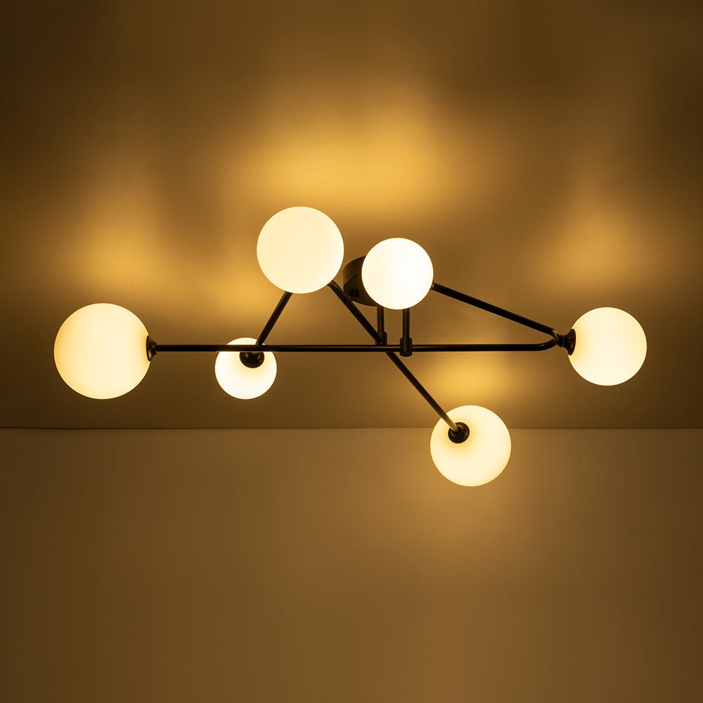 Vireta Linear Sputnik Metal Semi Flush Mount Ceiling Light - Lamp Copper