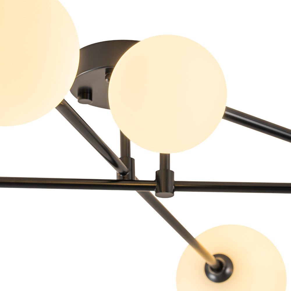 Vireta Linear Sputnik Metal Semi Flush Mount Ceiling Light - Lamp Copper