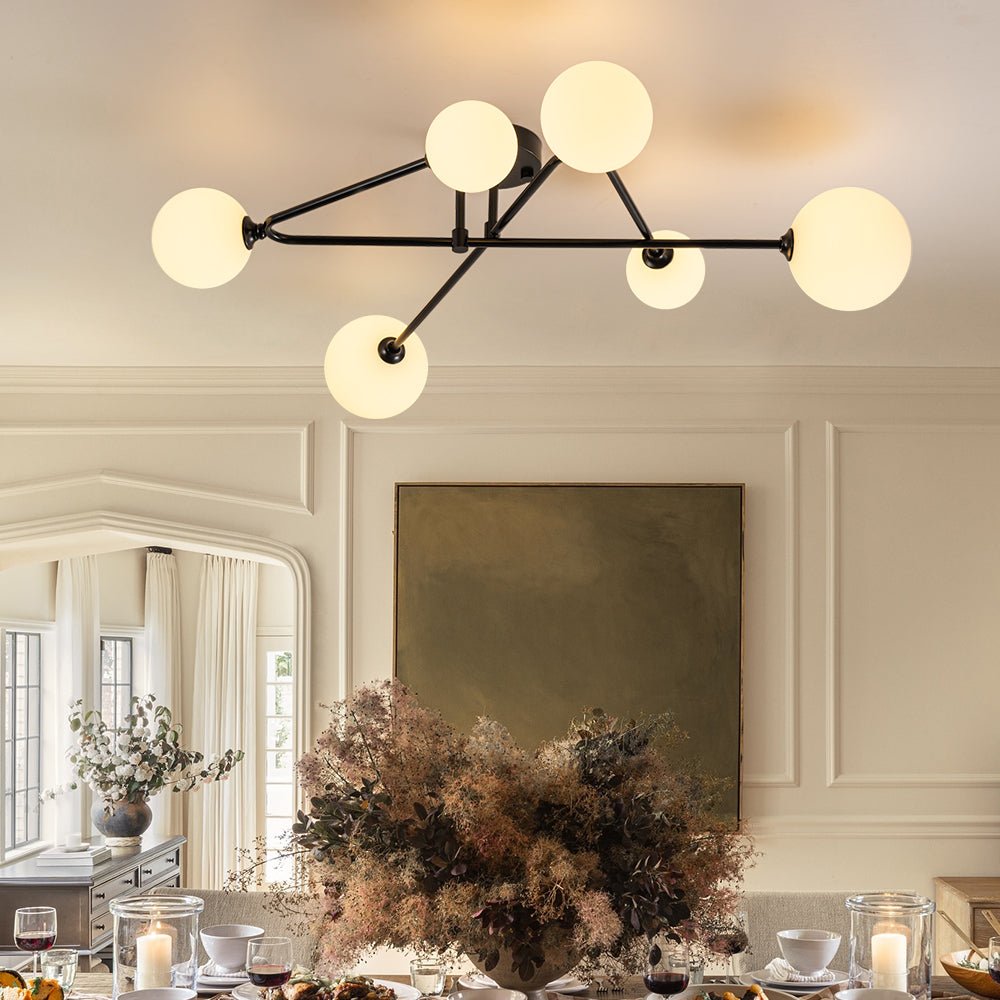 Vireta Linear Sputnik Metal Semi Flush Mount Ceiling Light - Lamp Copper
