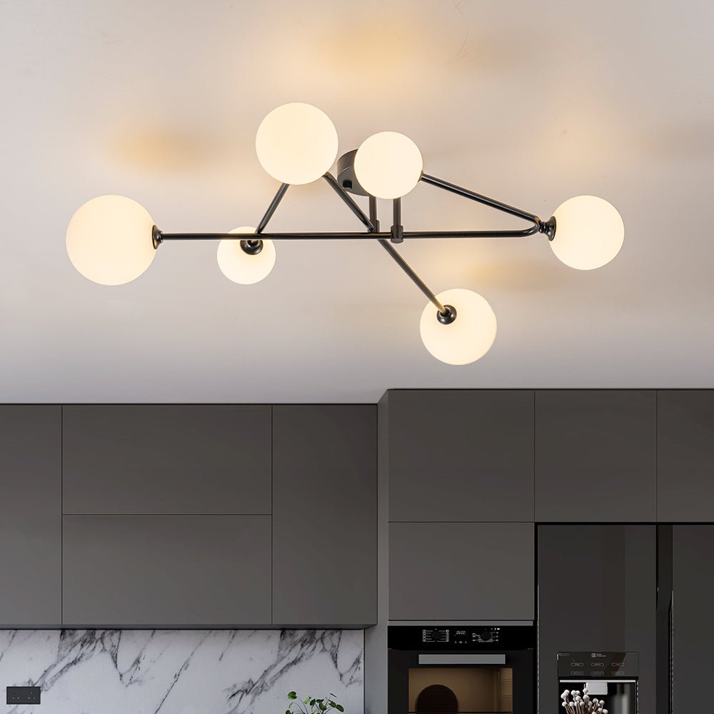 Vireta Linear Sputnik Metal Semi Flush Mount Ceiling Light - Lamp Copper