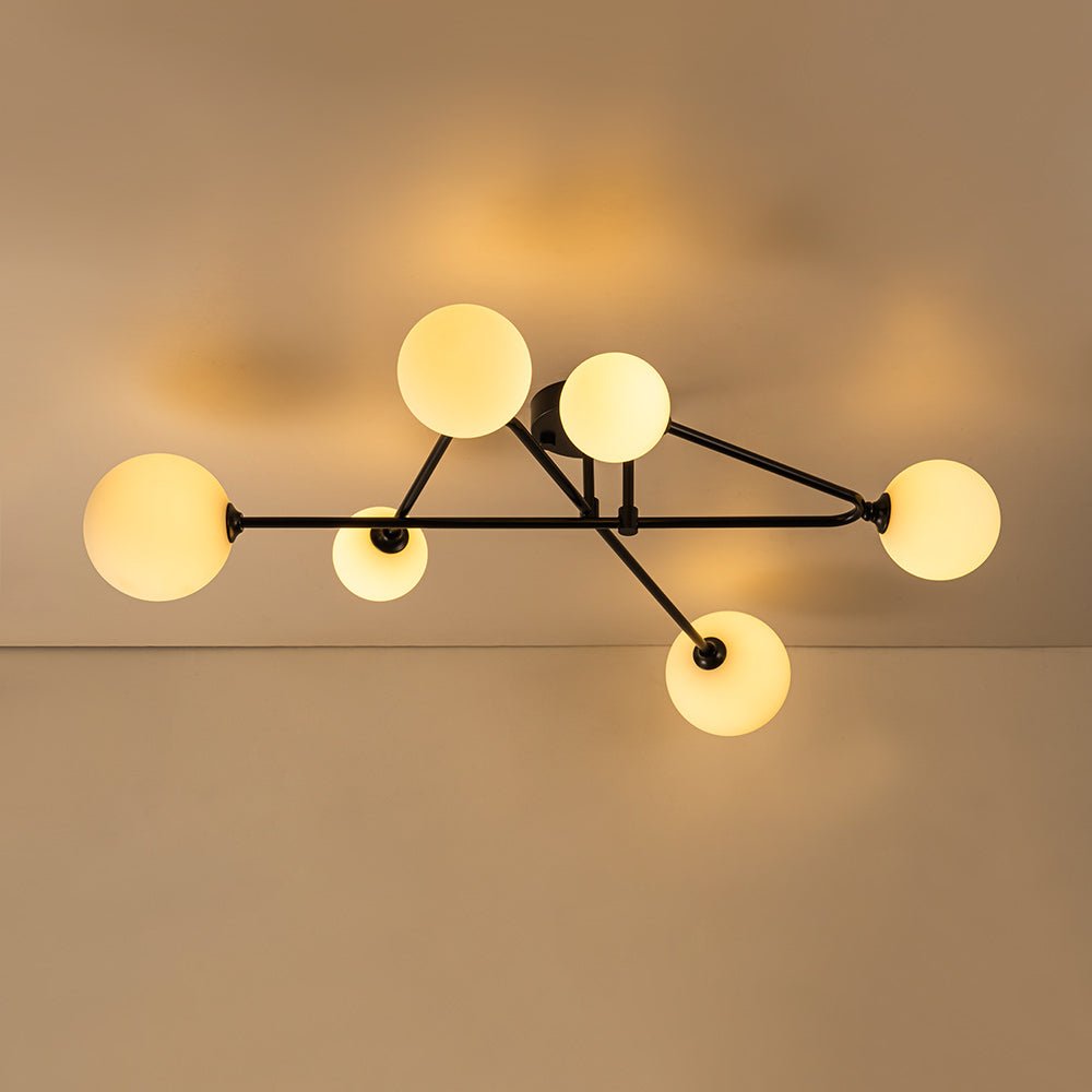 Vireta Linear Sputnik Metal Semi Flush Mount Ceiling Light - Lamp Copper