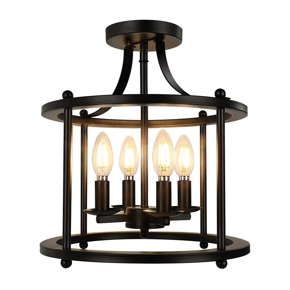 Plotunix Industrial Metal Semi Flush Mount Lighting - Lamp Copper