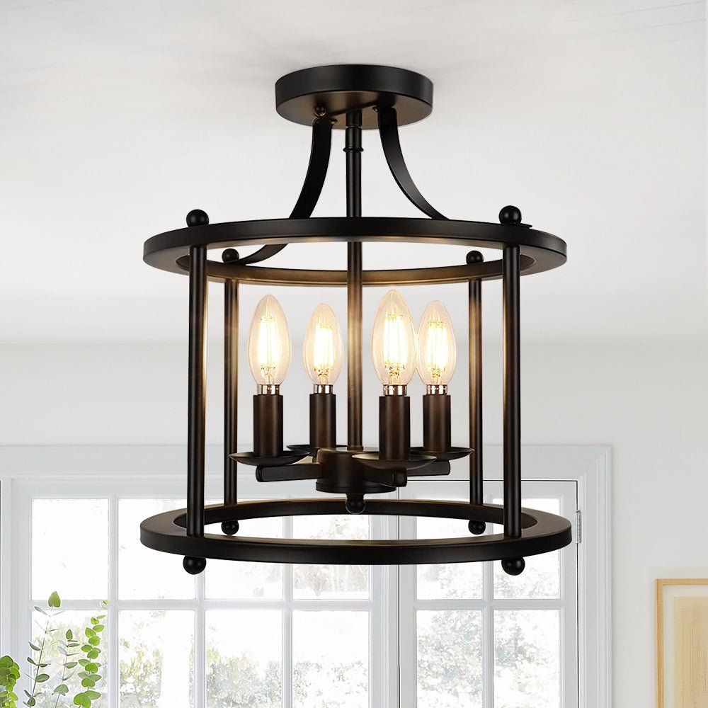 Plotunix Industrial Metal Semi Flush Mount Lighting - Lamp Copper