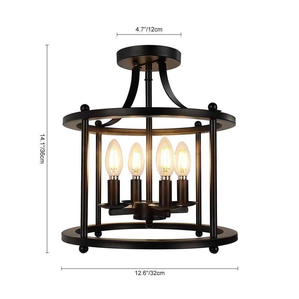Plotunix Industrial Metal Semi Flush Mount Lighting - Lamp Copper