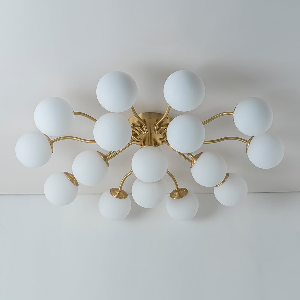 Püre Modern Brass Glass Semi Flush Chandelier - Lamp Copper