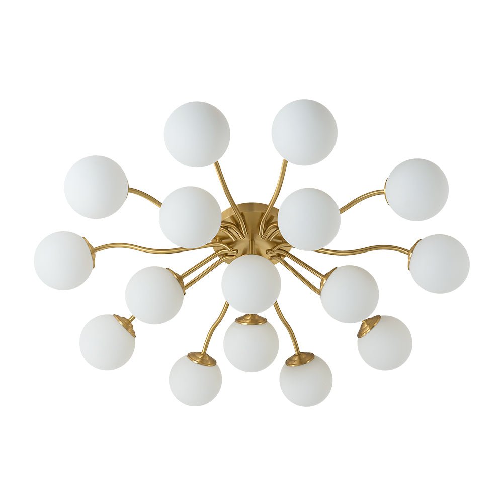 Püre Modern Brass Glass Semi Flush Chandelier - Lamp Copper