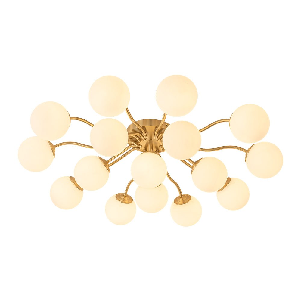 Püre Modern Brass Glass Semi Flush Chandelier - Lamp Copper