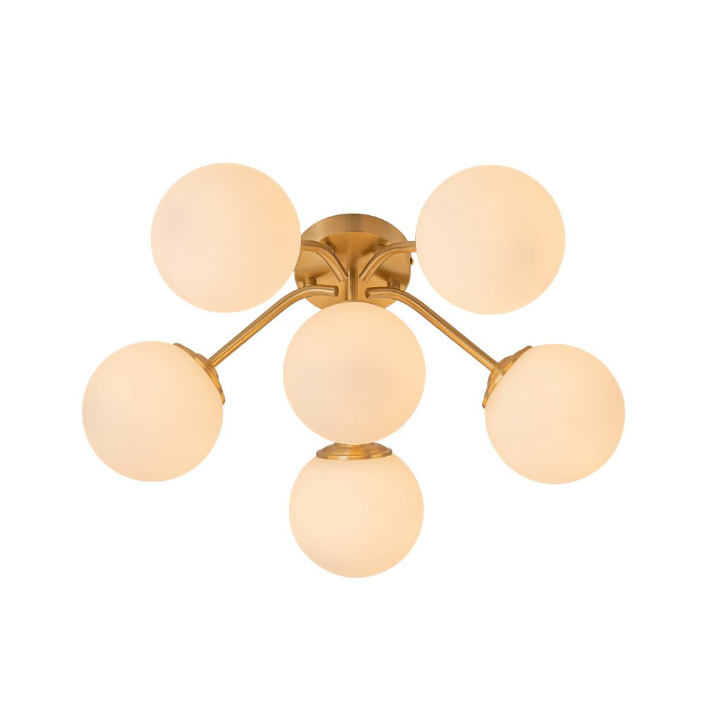 Püre Modern Brass Glass Semi Flush Chandelier - Lamp Copper