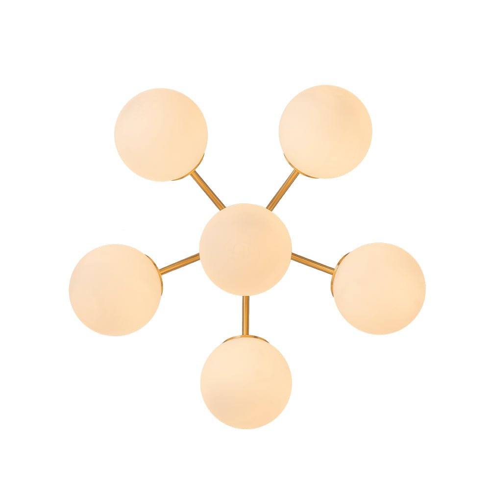 Püre Modern Brass Glass Semi Flush Chandelier - Lamp Copper