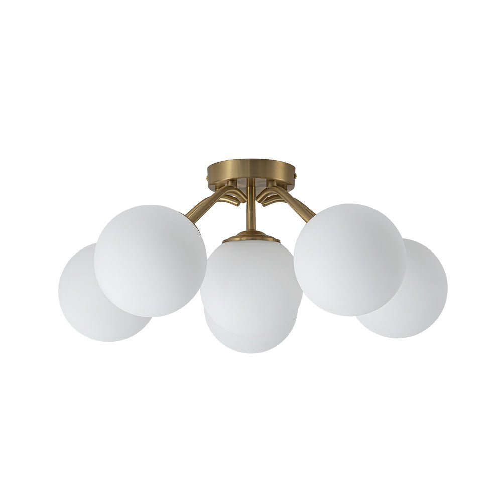 Püre Modern Brass Glass Semi Flush Chandelier - Lamp Copper