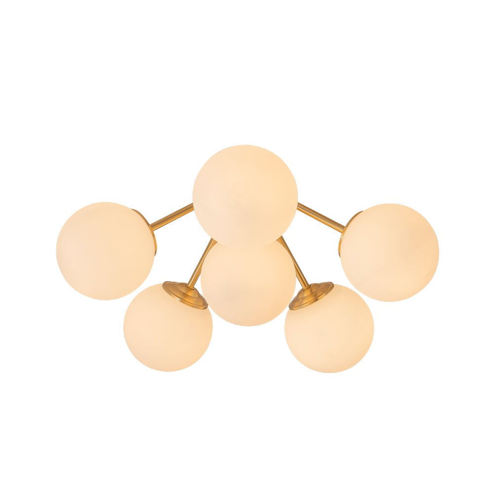 Püre Modern Brass Glass Semi Flush Chandelier - Lamp Copper