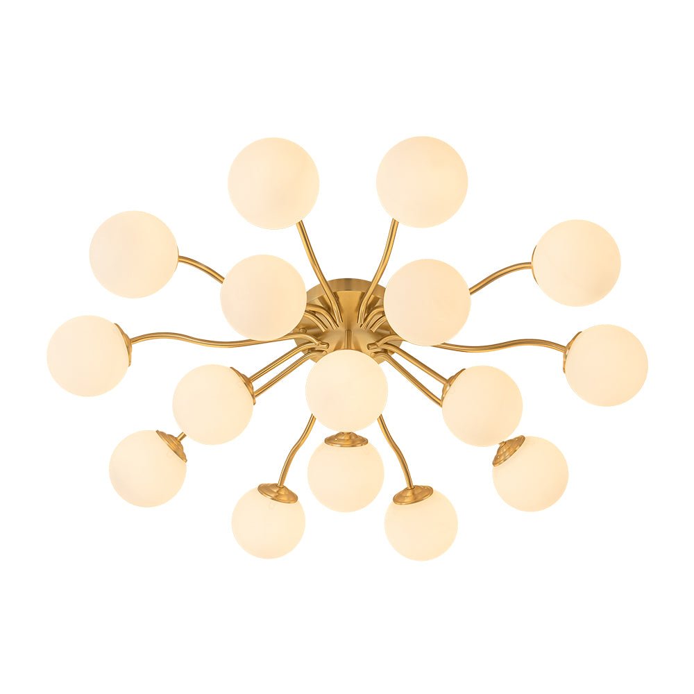 Püre Modern Brass Glass Semi Flush Chandelier - Lamp Copper