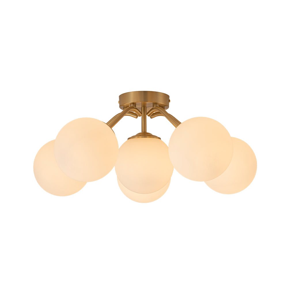 Püre Modern Brass Glass Semi Flush Chandelier - Lamp Copper