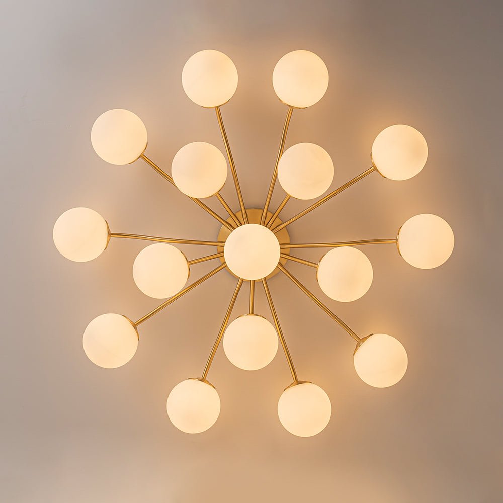 Püre Modern Brass Glass Semi Flush Chandelier - Lamp Copper